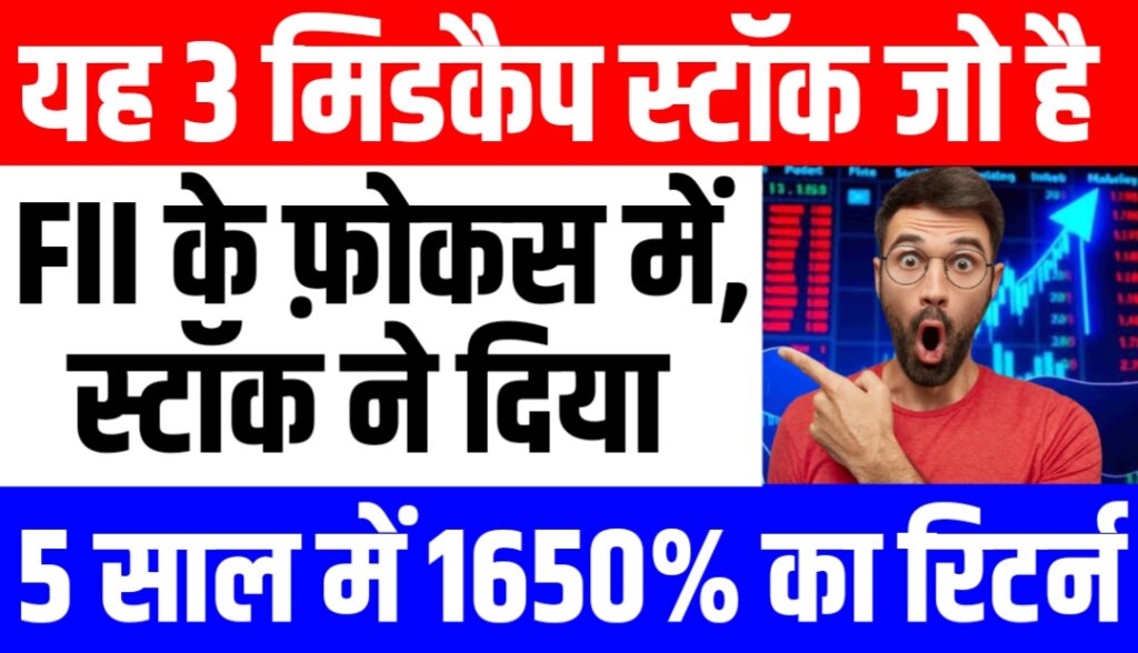 यह 3 मिडकैप स्टॉक है FII के फ़ोकस में, एक ने 5 साल में दिया 1650% का रिटर्न, जाने नाम